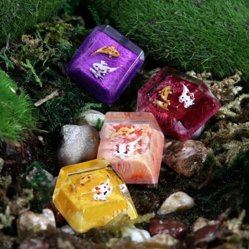 Pink Koi Backspace Resin Keycaps For Cherry Mx Switch Mechanical Gaming Keyboard Key Cap Replace Hand custom made Keycaps