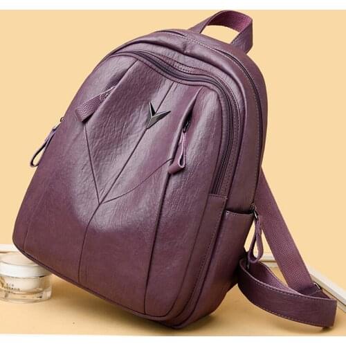 Bagpack Girls Preppy Style Solid Back Pack 2021 Female Back Pack Women Leather Backpacks High Quality Vintage