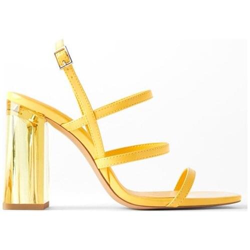 Women Summer Sandals Ankle Strap Women High Heels Transparent Heel Sandals Woman Thick Heels Shoes Female Open Toe
