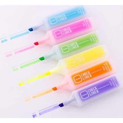 6pcs/Pack Large Capacity Candy Color Syringe Fluorescent Highlighter Mark Pen Keywords Watercolor Pen School Office Stationery