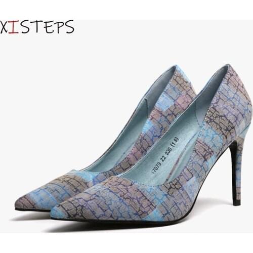 9 CM Pumps Women Shoes Designer Women Luxury High Heels Ladies Party Dress Shoes Blue Orange Slip-on Single Shoes 2021 Spring