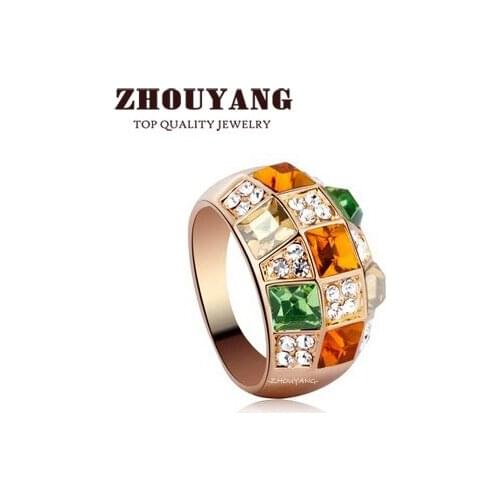 Top Quality ZYR033 Champagne Rose Gold Color Ring Jewelry Crystals From Austria Full Size