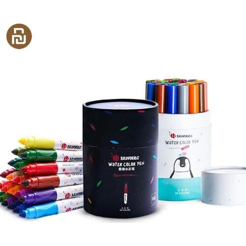 Youpin Bravokids 24 Colors Washable Watercolor Pen Rhyme Color Watercolor Bright Color Long And Durable