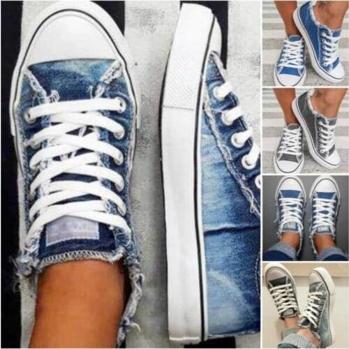 2021 Top Selling Women Canvas Shoes Denim Thin Casual Spring Autumn T-tied Low-top Leisure Students Shoes Matching All Choice