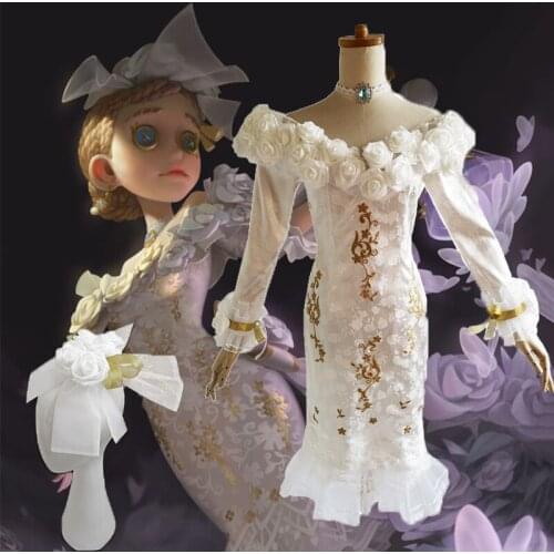 Game Identity V Cosplay Costumes Perfumer Vera Nair Cosplay Costume Halloween Carnival Party Women Long White Dresses Clothes