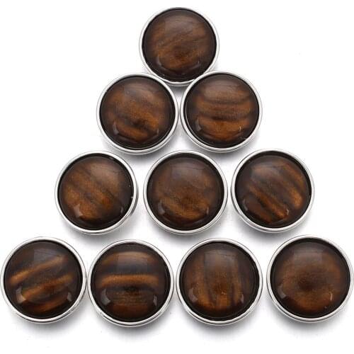 10Pcs/lot New 18mm Resin Snap Buttons Jewelry Brown Imitation Cats Eye Stone Snap Button Fit 18mm/20mm DIY Snap Bracelet