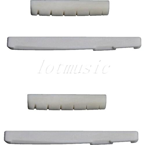 2Sets 6 String Folk Guitar Bone Bridge Saddle and Nut Real Bone Guitar Parts