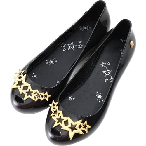 2021 New Melissa Women Jelly Shoes Star Sandals Women Bow Jelly Sandals Adult Melissa Female Flat Sweet Summer Shoes