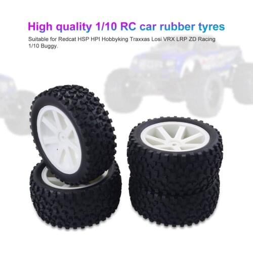 4PCS 1/10 RC Car Rubber Tyres Plastic Wheels for Redcat HSP HPI Hobbyking Traxxas Losi VRX LRP ZD Racing 1/10 Buggy