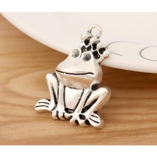 5 Pieces Large Tibetan Silver Frog Charms Animal Pendants for Jewellery Making Findings Accessories 35x25mm