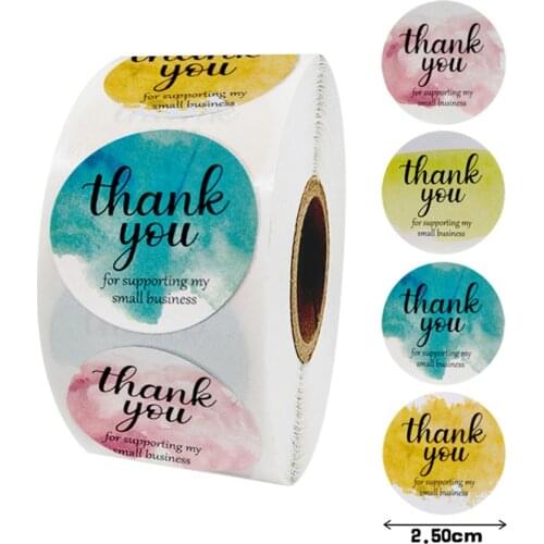 500pcs Watercolor Round Thank You Stickers For Supporting Small Business Seal Labels for Thank you Cards,Wedding Party,Envelopes