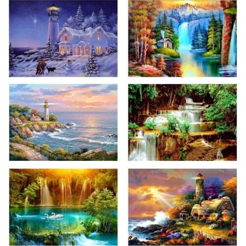 Seaside Beach 5D DIY Diamond Painting Cross Stitch Sea Scenery Diamond Embroidery Home Room Mosaic Craft Decor