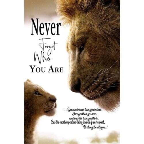 5D DIY Diamond Painting Never Forget Who You Are Full Diamond Embroidered Animal Home Decor Cross Stitch Kits