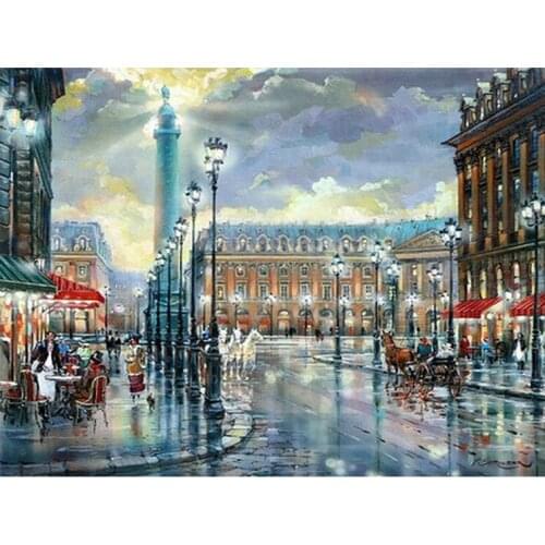 5D DIY Diamond Painting "Landscape City Street" Embroidery Full Round Diamond Cross Stitch Rhinestone Mosaic Painting Decor
