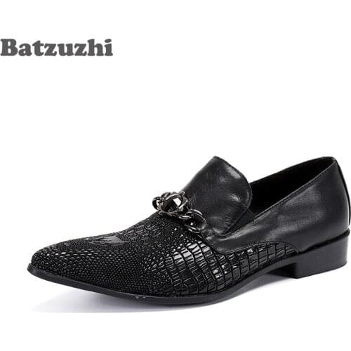 Batzuzhi Fashion Mens Shoes Handmade Gebuine Leather Dress Shoes Men Pointed Toe Black Formal Business Leather Shoes Zapatos Ho