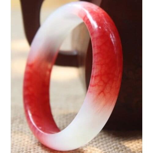 100% Natural Red jade with chicken blood Bangle Bracelet Charm Jewellery Fashion Accessories Hand-Carved Lucky Bracelet