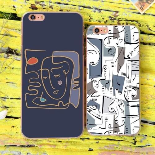 Phone Case For Iphone 11 Pro Max 12 Mini Soft TPU Cover X XR XS 7 8 Plus SE2020 Abstract Facial Art Patterns Shell Unique Coque