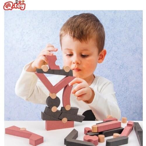 Woodn balance board toys balancing block stacks Changable Montessori Block Jenga Games Stacking High Building Block Wood Toy boy