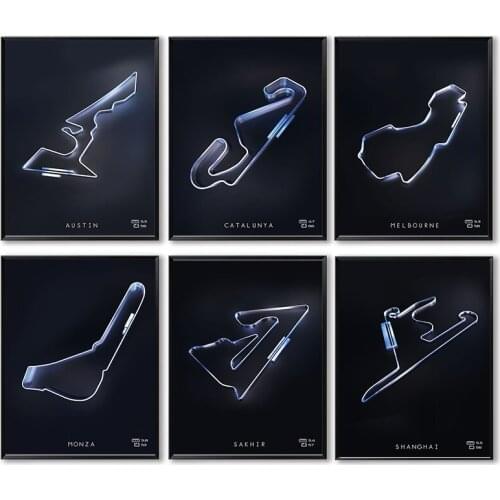 F1 Race Track Circuits Car Posters and Prints Wall Decoration Art Print Canvas Painting Picture Modern Living Home Room Decor