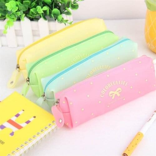 K315 South Korea stationery cute small fresh translucent jelly bag cartoon large student stationery box student supplies