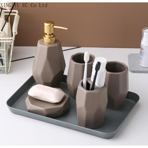 Bathroom Supplies Ceramic Lotion Bottle Mouthwash Cup Household Storage Decoration Toothpaste Dispenser Bathroom Decoration