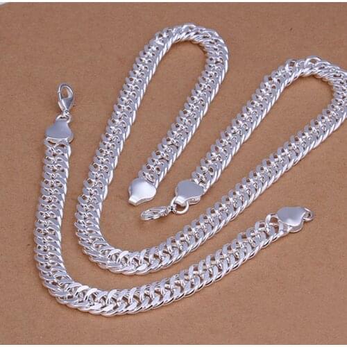 Silver plated set, fashion Jewelry set 10M Figaro Bracelet Necklace S208 LKNSPCS208
