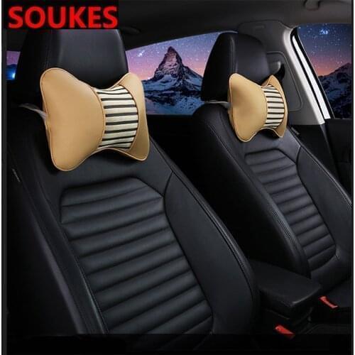 2PCS Leather Sport Car Seat Protection Neck Pillow For Mitsubishi ASX Lancer 10 9 Outlander Pajero Suzuki Swift Grand Vitara SX4