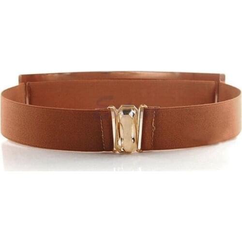 L93F Women Metallic Metal Gold Corset Wide Waist Belt Waistband Band Tie Wrap