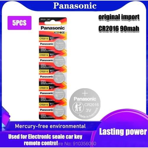 5pcs CR2016 3V PANASONIC Lithium Button Cell Coin Batteries For Watch Toy Remote Clocks Watches Computers Voice Recorders