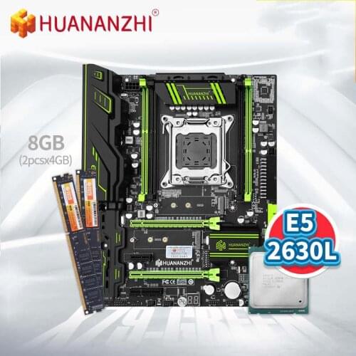 HUANANZHI X79 GREEN Motherboard with XEON E5 2630L 2*4GB DDR3 NON-ECC Rmemory Combo Kit Set USB3.0 SATA3 NVME M.2