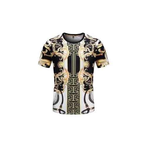 2021 summer new mens slim fashion casual short sleeve T-shirt retro printed round neck ice silk jacket