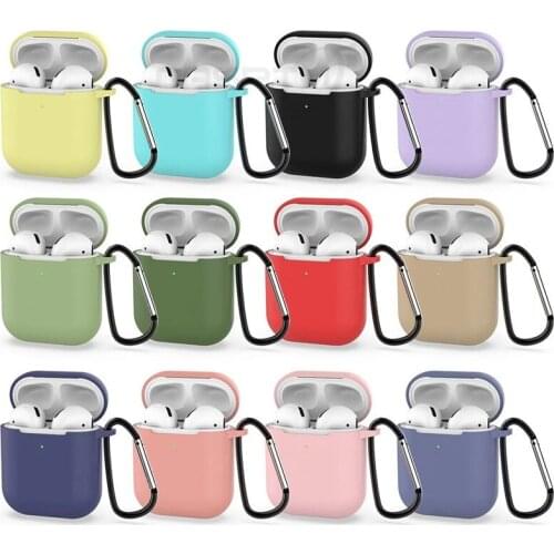 Soft Silicone Case For Apple Airpods 1/2 Shockproof Earphone Protective Case For Apple AirPods 2/1 With Hook Headset Accessories