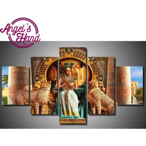 Diy 5pcs sets Queen of Egypt diamond painting cross stitch kits full square 5d diamond embroidery diy Diamond Mosaic cleopatra