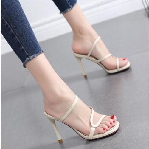 2021 New Luxury Women Gladiator Sandals Sexy Ladies High Heels Slippers Summer Party Dress Shoes Buckles Pumps Female Flip Flops
