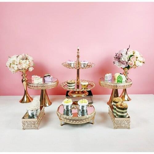 New Mirror Face multicolour Crystal Cake Stand set Home Wedding Party Decor
