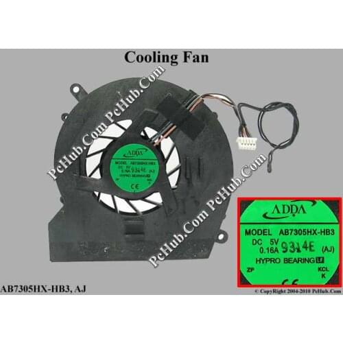ADDA AB7305HX-HB3 AJ Server Laptop Cooling Fan DC 5V 0.16A 76x74x16mm 5-wire