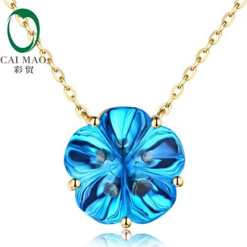 Caimao 10.43ct IF Flower Shape Topaz 18kt Yellow Gold Engagement Necklace Pendant