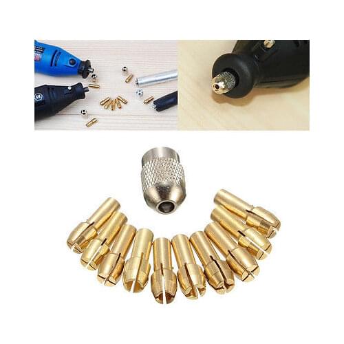 10Pcs 0.5-3.2mm Brass Drill Chuck Collet Bits 4.3mm Shank For Dremel Rotary Tool -Y103
