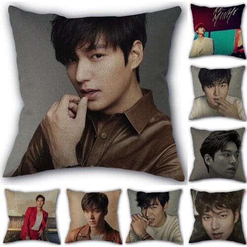 Custom KPOP Lee Min Ho Pillowcase Cotton Linen Fabric Home Textile Square Pillowcase 45X45cm Wedding Decorative No Fade