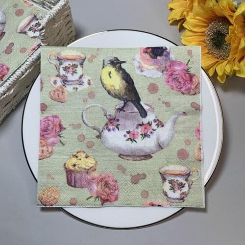 20Pcs/Bag Napkins Paper Butterfly Floral Birds Decoupage Napkin Paper Tissue for Xmas Wedding Decor Party Table Supplies H