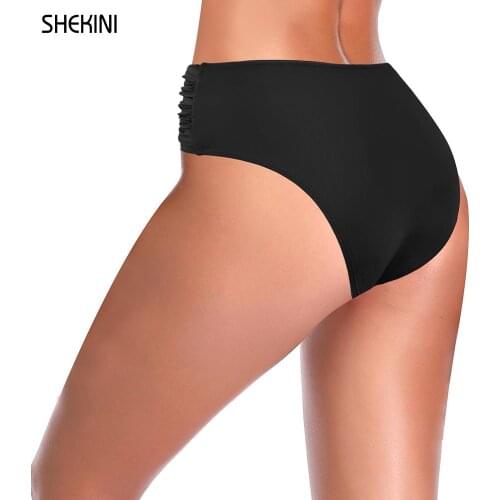 SHEKINI Womens Twist front Swim Briefs Bikini Bottom Hipster Swimsuit Panties High Waisted Swim trunks Summer Beach Shorts
