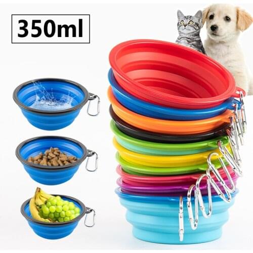 Collapsible Dog Pet Folding Silicone Bowl Outdoor Travel Portable Puppy Food Container Feeder Eating Dish Bowl Pet Accessories