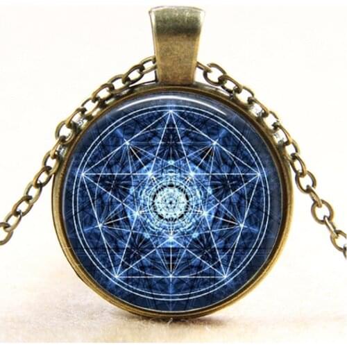 8 Styles Personality pentagram Glass Pendant Necklace Charm Wiccan Necklaces Charms Occult Pendants Jewelry Hot Selling