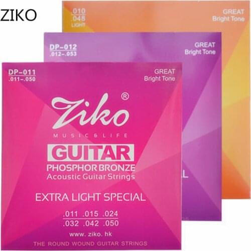 Ziko Acoustic Guitar Strings 010 011 012 Phosphor Bronze 6 Strings For Acoustic Guitar One Set Guitar Musical Instruments Parts