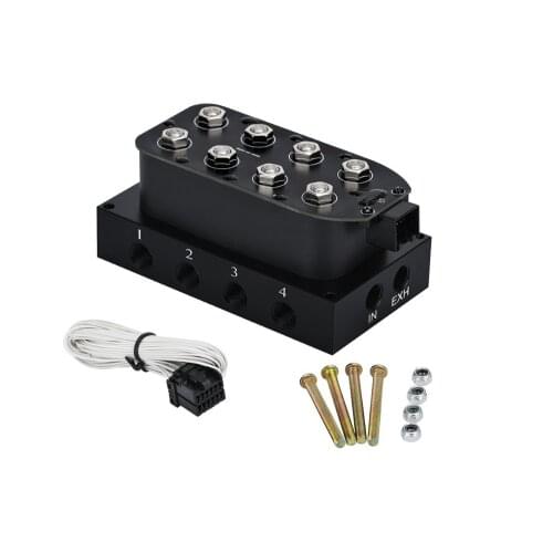Universal Accuair VU4 Style 1/4" 4-corner Solenoid Valve Unit , Air Ride Suspension Manifold Solenoid Valve (0-300psi)