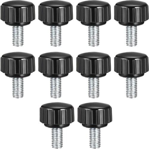 Uxcell 10pcs/set M4 M5 Knurled Male Thread Straight Rounded Head Locking Knob Clamping Screw Knob Black For Industry Equipment