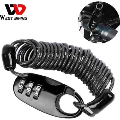WEST BIKING Bike Mini Lock Cycling Helmet Cable Lock Fold Portable Password Anti-theft Safety Lock MTB Road Bicycle Accessories