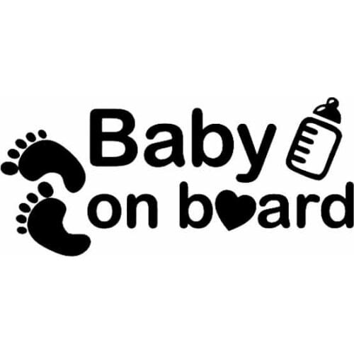 JuYouHui Exterior Accessories Decal Personality Baby on Board Milk Bottle Love Footprints Car Sticker Laptop KK Vinyl Decals