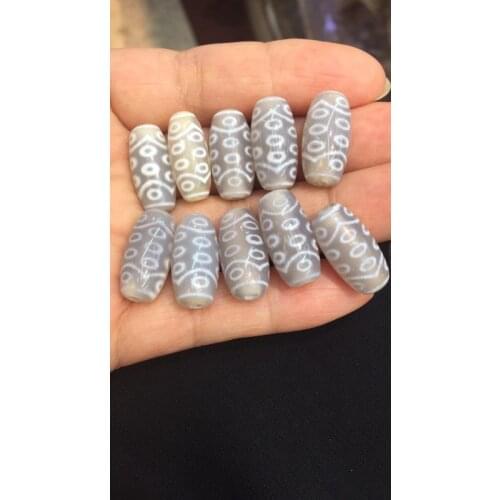 1PCS 1LOT Rare Patterns 21 Eyes 12mm*20mm White Color Natural Agate Amulet Dzi Beads for Bracelet DIY Jewelry Making