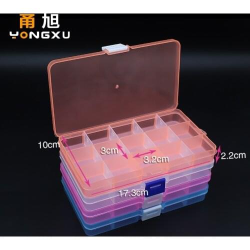 15 Grids Plastic Box Adjustable Jewelry Box Beads Pills Nail Art Storage Box Organizer for the office housekeeping organization